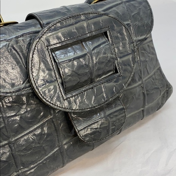 Parkland Vintage Gray Croc Embossed Leather Bag - Picture 9 of 14